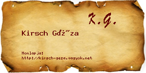 Kirsch Géza névjegykártya